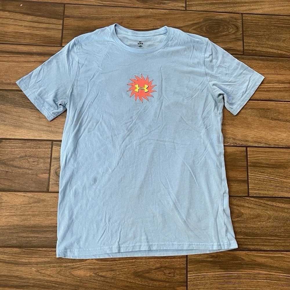 Under Armour Graphic T Shirt Mens Large Blue Loose Fit Logo Casual Tee